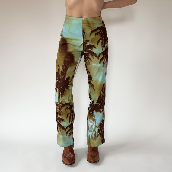 2000s Tropical Print Pants (M) - image 4
