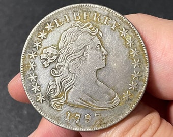 1797 Libertad Cabello Que Fluye Americano Dólar Estadounidense Color Plata - Moneda de Plata Histórica