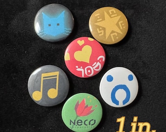 Stray Game Badges 1 in. Pinback Button 6 pack - Accessory, Decor, Lapel Bag Hat Jacket Pin, Neco, Outsider, Dystopian, Neco Corporation