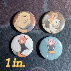SpyxFamily Inspired 1in Pinback Button(s)- Anya, Bond, Loid Forger, Yor Forger, Anime, Manga, Accessory, Decor, Hat Jacket Pin,Pins,Twilight