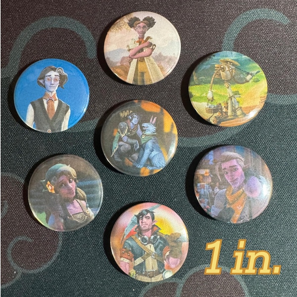 Palia Romanceable Characters 1in Pinback Button(s)- Accessory, Decor, Hat Jacket Pin, Farming RPG, Pins, Gaming, Cozy Games, Hassian, Hodari