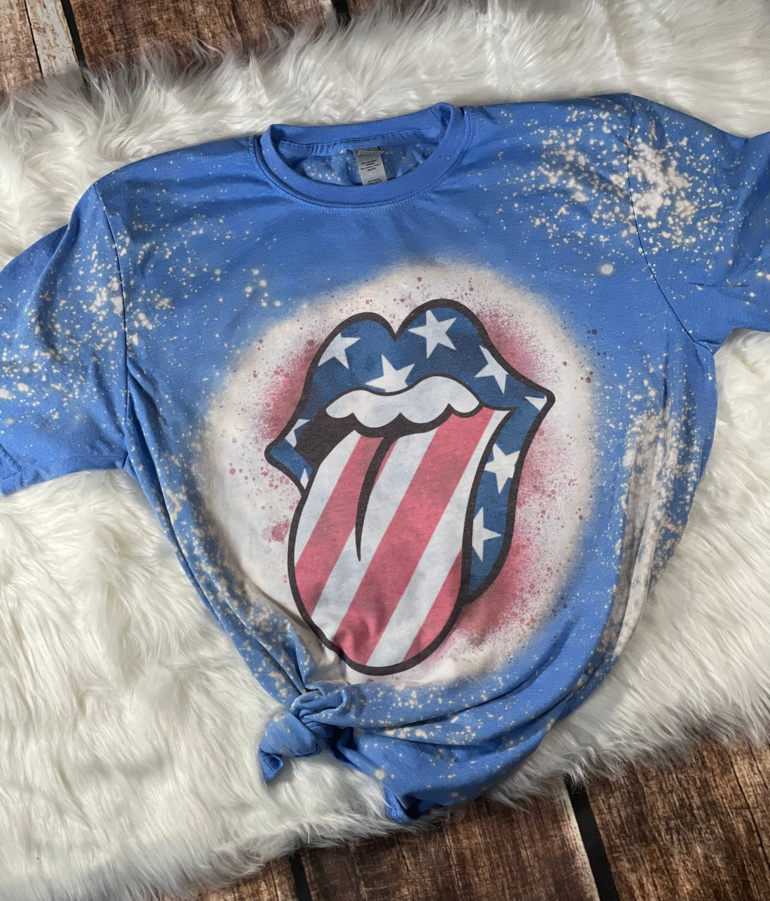 American Flag Tongue Shirt, 4th of July Shirt, Summer Shirts, Bleached  Shirt, Independence Day Shirt, Stars and Stripes Shirt