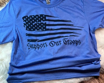 Support Our Troops Shirt, American Flag Sublimation Print