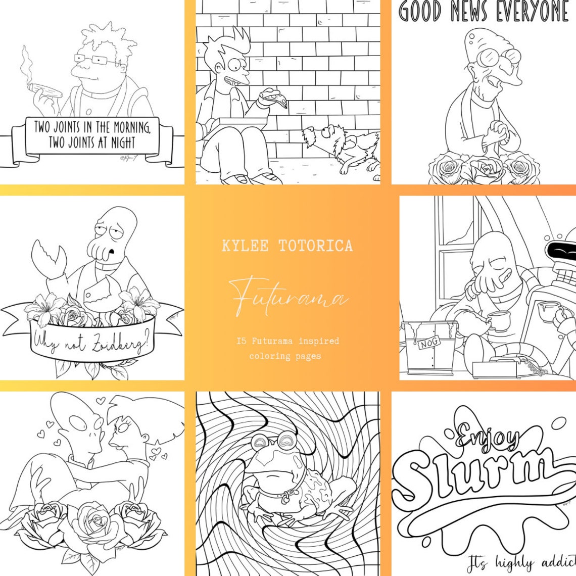 15 Futurama Inspired Coloring Pages - Etsy
