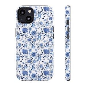 Blue Heeler Dog Floral Phone Case | Tough Cases, Floral Design, Protective Cover, Gift for Her, Trendy Accessory