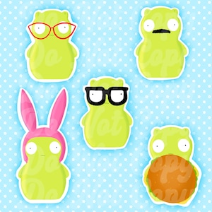 Bob&#39;s Burgers Kuchi Kopi Belcher Family Stickers