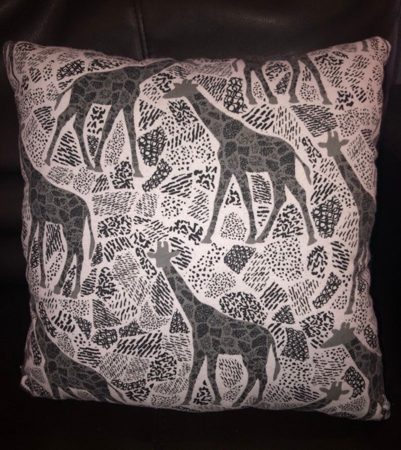 Black And White Giraffe Print Pillow Etsy