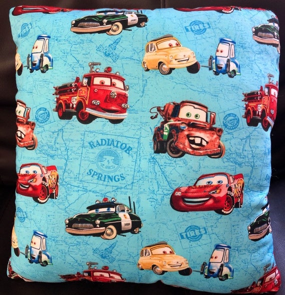 Cars Lightning Mcqueen And Mater Blue Pillow Etsy