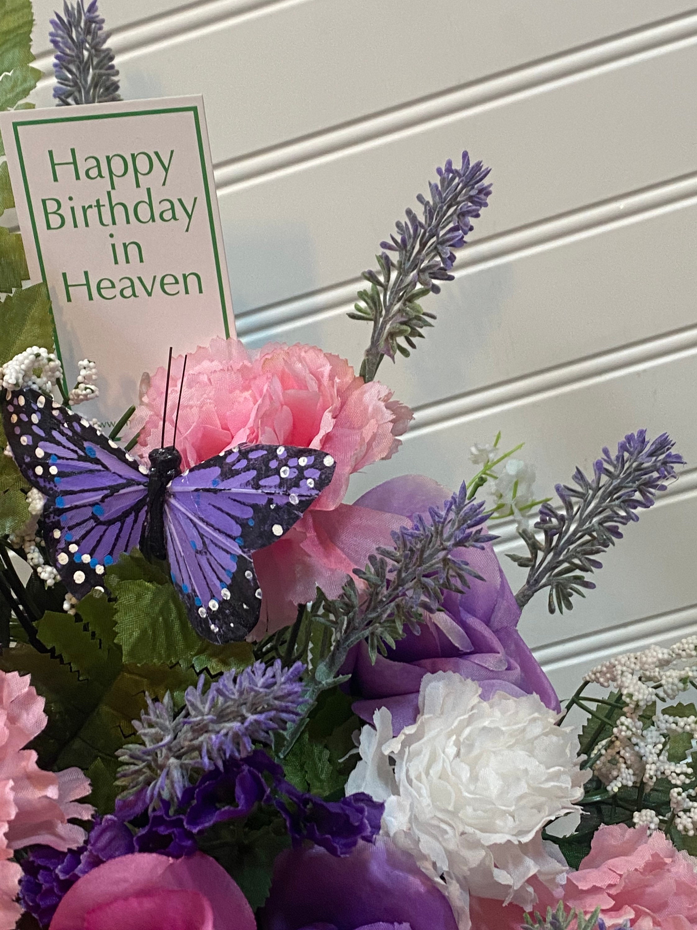 Happy birthday in heaven cemetery grave flowers Etsy