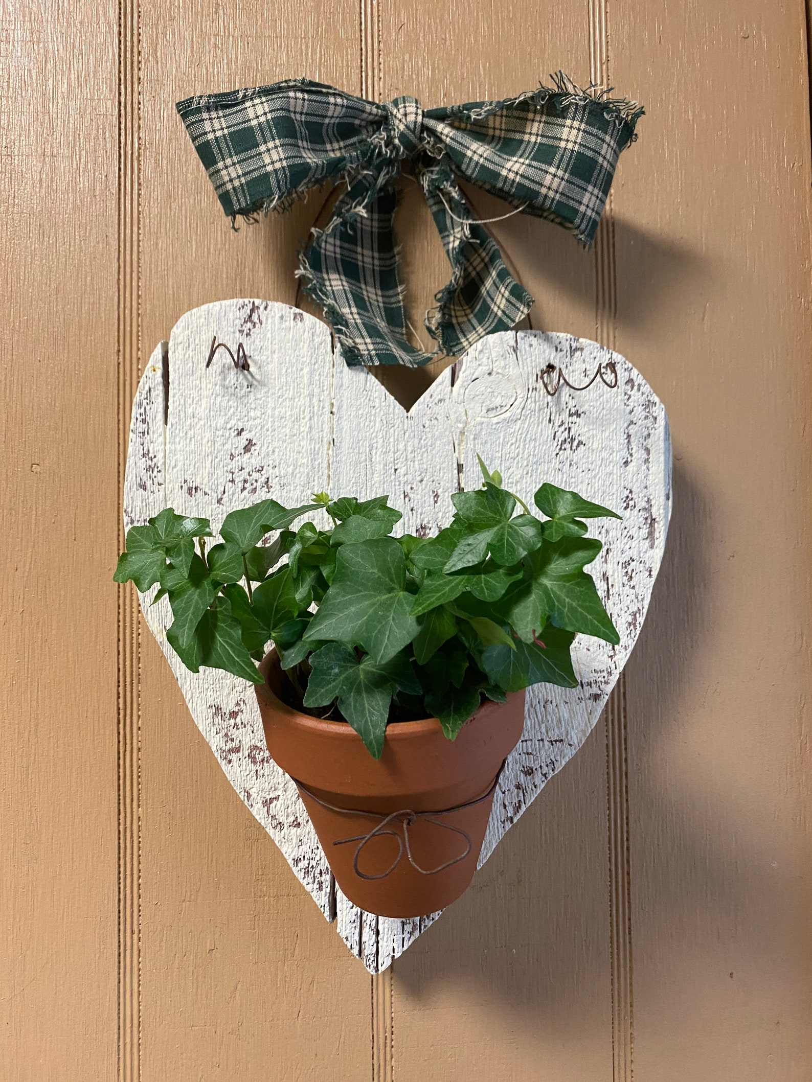 Barn Wood Heart Shaped Clay Pot Holder Etsy