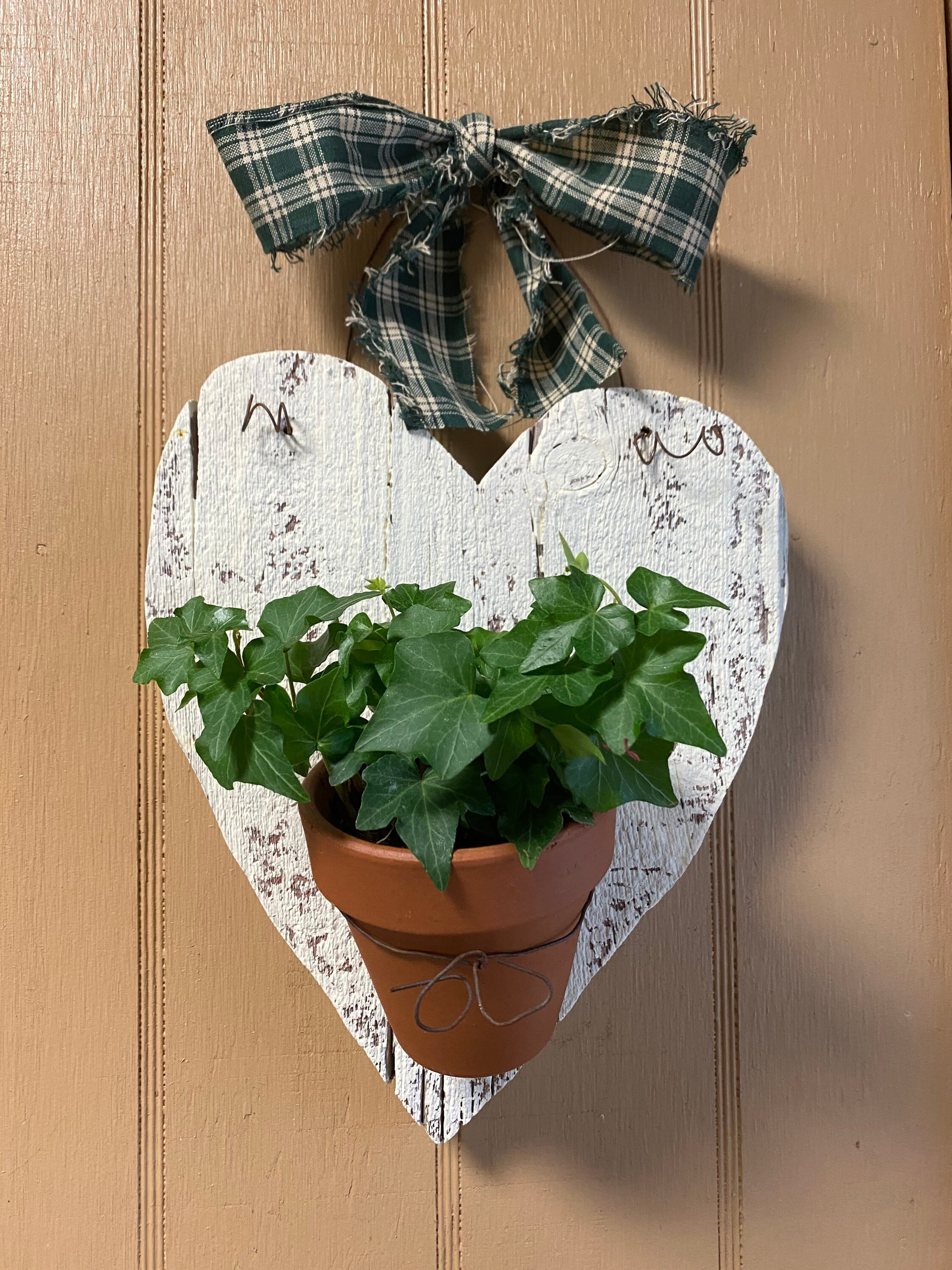 Barn Wood Heart Shaped Clay Pot Holder Etsy