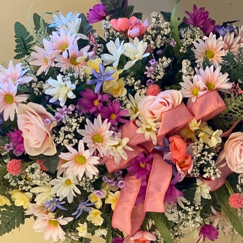 Headstone Saddle Cemetery Flowers Wreath Vase English Garden Etsy