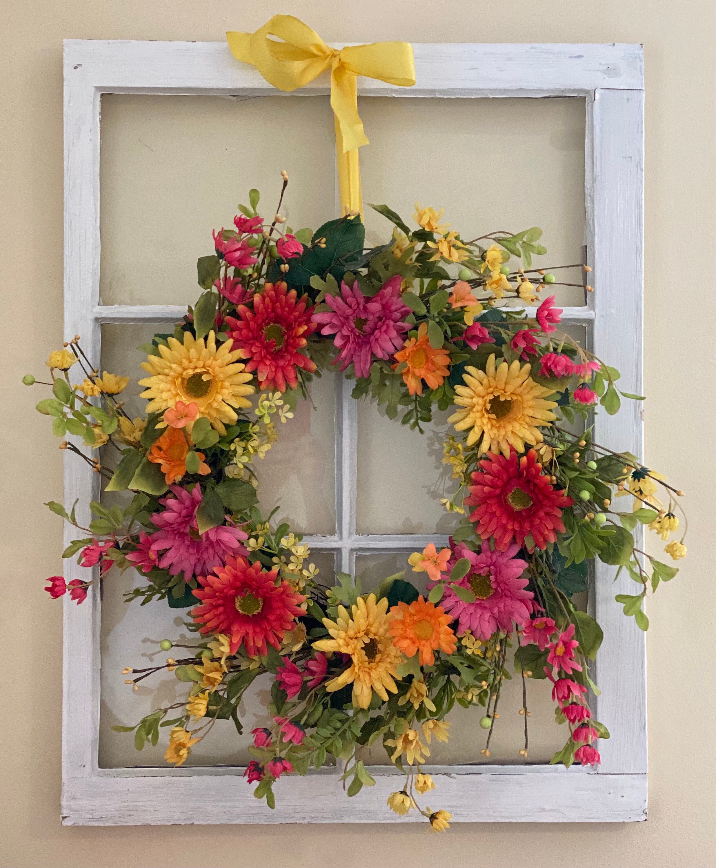 24” artificial gerbera daisy wreath
