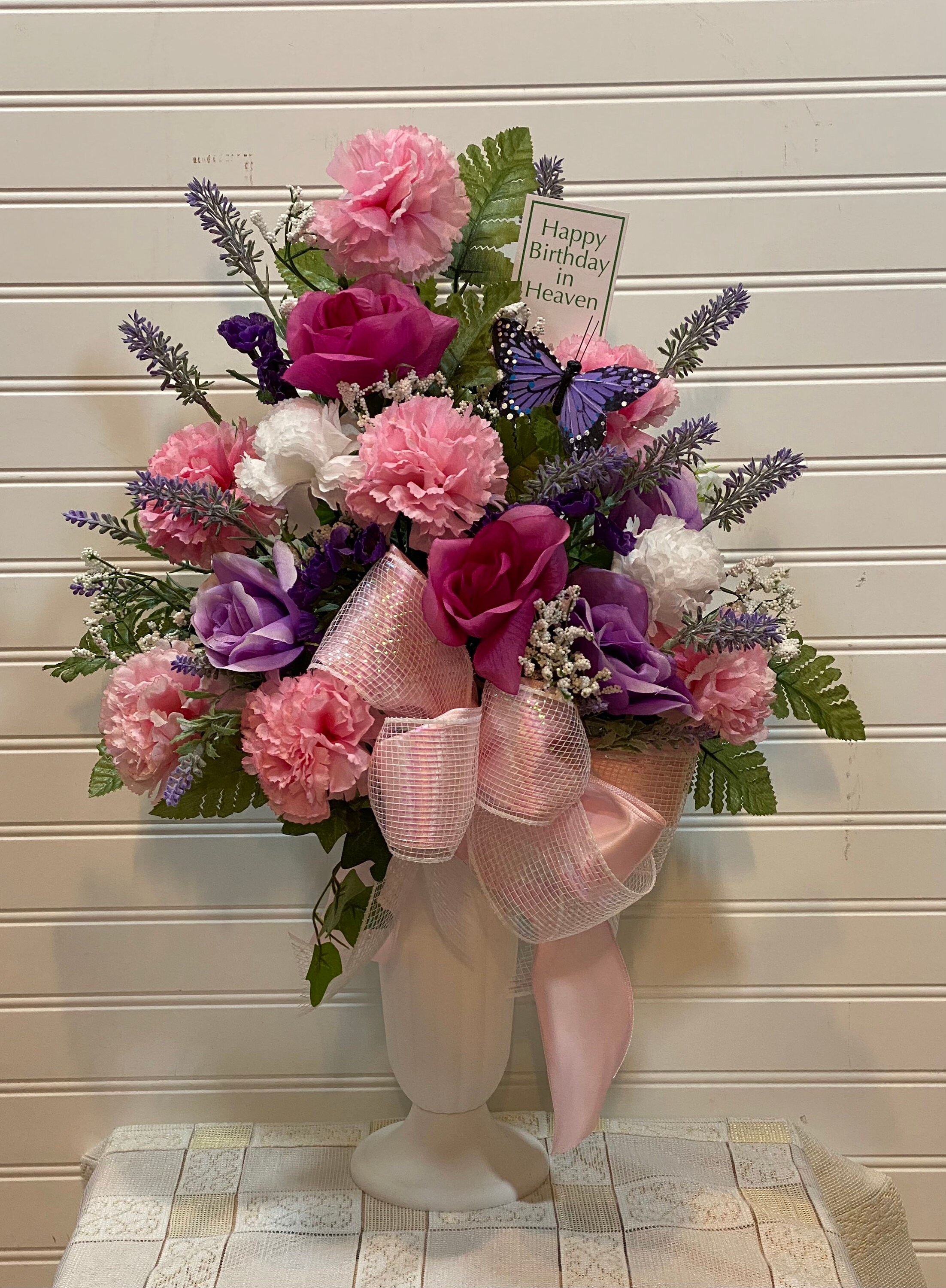 Happy birthday in heaven cemetery grave flowers Etsy