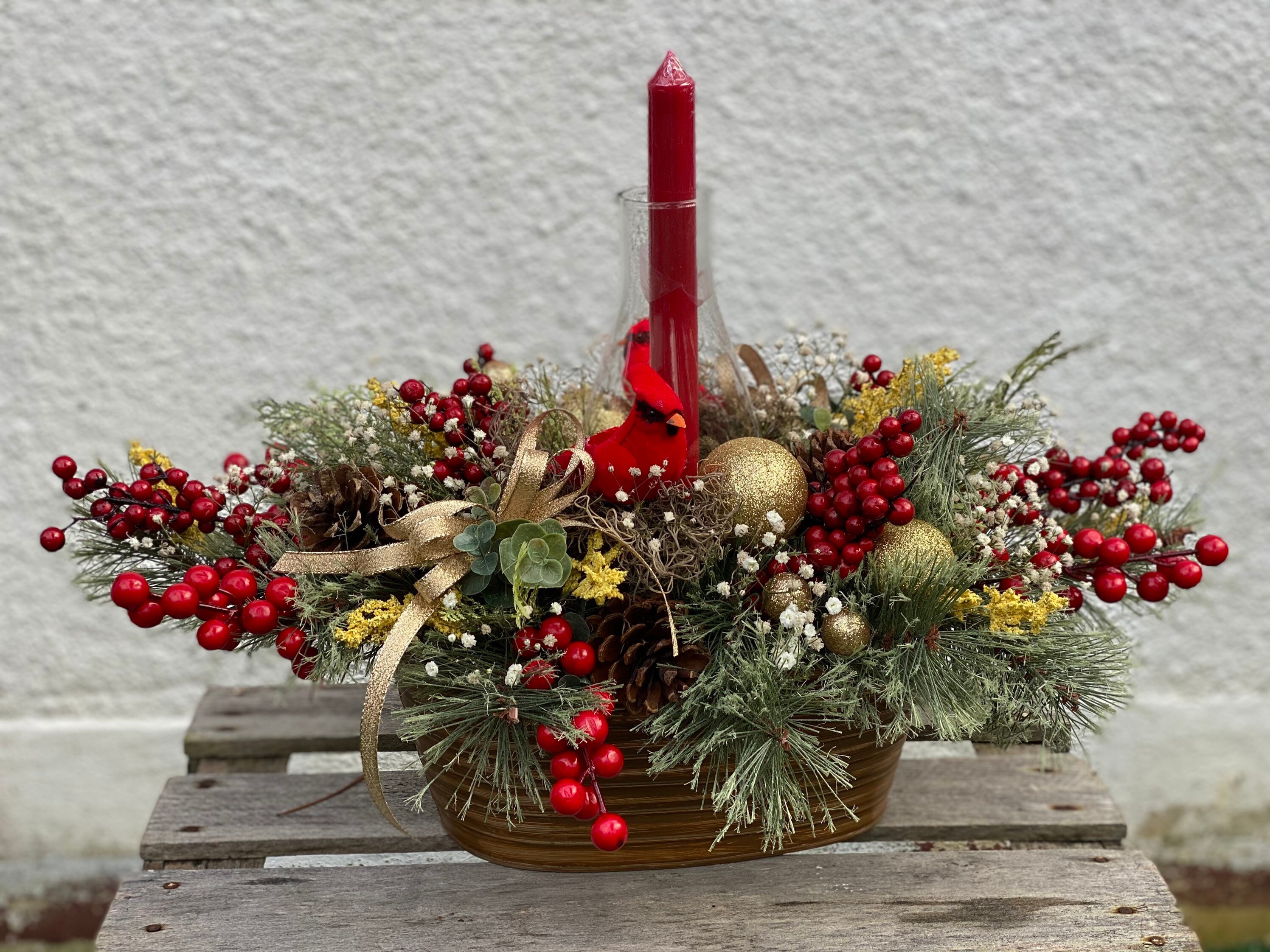 Christmas centerpiece with candle and globe | Etsy