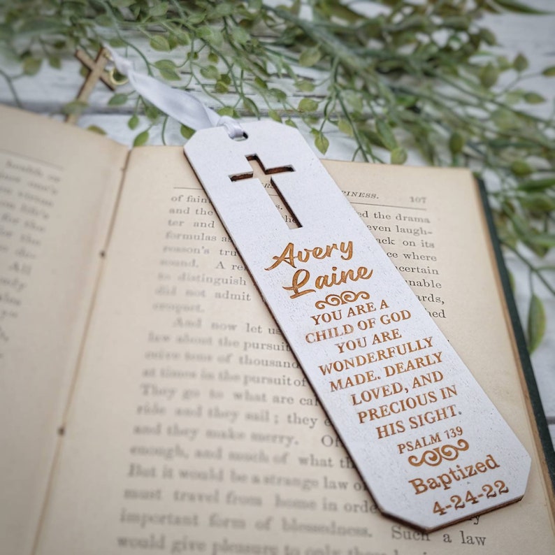 Personalized Engraved Wood Bookmark, Personalized Christian Gift, First ...