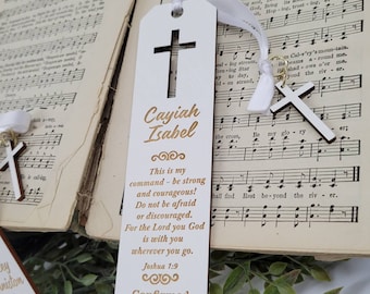 Personalized Engraved Wood Bookmark, Personalized Christian Gift, First Communion, Baptism gift, Confirmation Gift, Bible Quote Bookmark