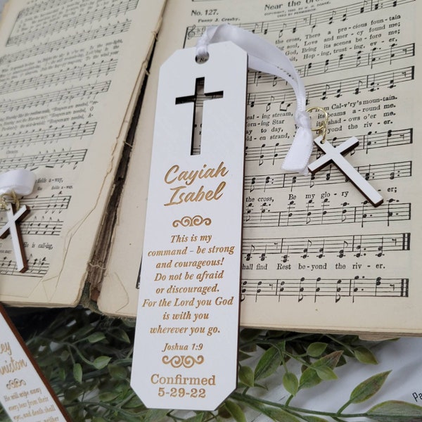 Personalized Engraved Wood Bookmark, Personalized Christian Gift, First Communion, Baptism gift, Confirmation Gift, Bible Quote Bookmark