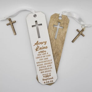 Personalized Engraved Wood Bookmark, Personalized Christian Gift, First Communion, Baptism gift, Confirmation Gift, Bible Quote Bookmark