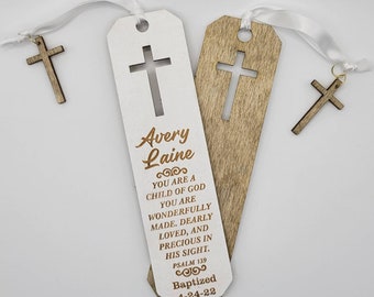 Personalized Engraved Wood Bookmark, Personalized Christian Gift, First Communion, Baptism gift, Confirmation Gift, Bible Quote Bookmark
