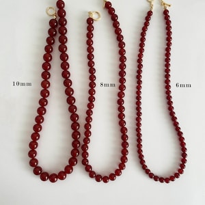 RED AGATE GEMSTONE Round Beads Necklace - Multiple Sizes Available