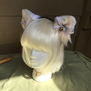 Light gray and white Cat Ears