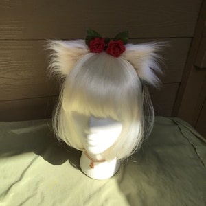 White Cat Ears with Roses