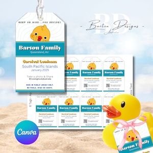 Bearbeitbare Cruise Duck Label - Druckbare Tag-Vorlage für das Schiffsgeschenkspiel | Spaß Reisebevorzugung | Meer Urlaub Zubehör | Das Wesentliche