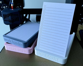 Analog 3D Printed Note Pad Index Cards Holder Motivational Phrase 3x5 Kit Includes 50 Cards Minimalist To Do List Organizer Desk Accessory