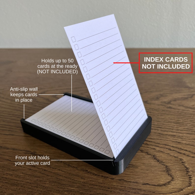 3D Printed Analog Note Pad Index Cards Holder ONLY Holds 3x5in Index
