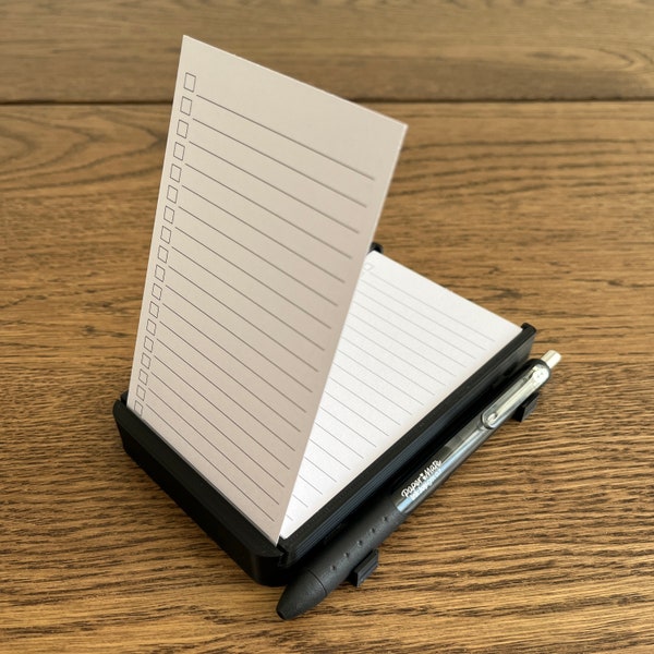 3D Printed Analog Note Pad Index Cards and Pen Holder 3x5 Starter Kit Includes 50 Cards Minimalist To Do List Organizer Desk Accessory