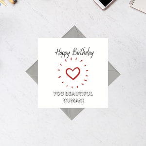 Carte de voeux Joyeux anniversaire, bel être humain, carré sentimental