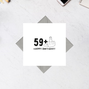 59 + 1 divertida tarjeta de felicitación cuadrada para el 60.º cumpleaños