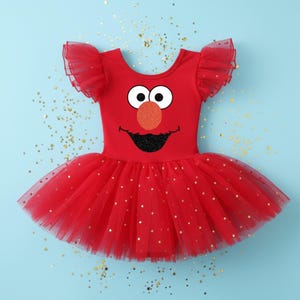 blue dress for baby girl Elmo tutu set-Girly Elmo tutu set-Girl Elmo outfit-Elmo ribbon trim set main image 0