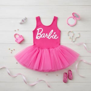 Barbie Mädchen Kleid Aus Tüll – Pink, Größe 4, Mit Hoher Taille, Kurzarm, Maschinenwaschbar