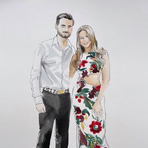 Aangepaste aquarel portret van foto, huwelijkscadeau voor stel, gepersonaliseerd verlovingscadeau, huwelijkscadeaus, aangepast jubileumcadeau, portret paar