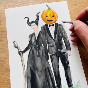 Hand Painted Costume Fashion Illustration, Fancy Dress Illustration, Custom Fashion Illustration Portrait, Personalised Fashion Art
