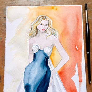 Custom Fashion Half-Body Illustration, Custom Fashion illustration Portrait, Personalised Fashion Art, Hand Painted Illustration