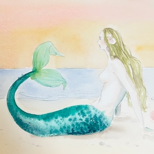 海辺の裸の人魚たちアンティークイラスト ファインアート