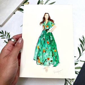 Snelle aquarel mode-illustratie, aangepaste mode illustratie portret, gepersonaliseerde mode kunst, handgeschilderde illustratie