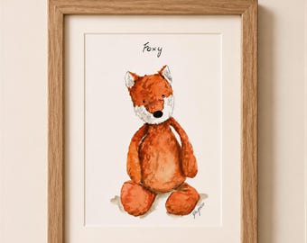 Hand Painted Watercolor Toy Portrait: Custom Nursery Art