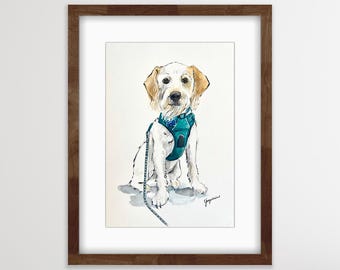 Hand Painted Watercolor Pet Portrait: Custom Dog or Cat Memorial Art