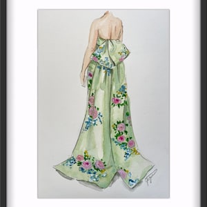 Jurk illustratie moeder van de bruid, personaliseerbare schets van foto, custom fashion design schets, handgeschilderde illustratie
