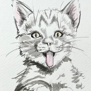 Cat Watercolor Print | Cat Sketch Print | Cat Artwork | Cat Drawing  | Animal Art Print | Cat Art | Cat Prints Wall Art | Wall Decor Nursery