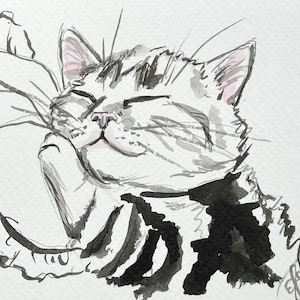 Cat Watercolor Print | Cat Sketch Print | Cat Artwork | Cat Drawing  | Animal Art Print | Cat Art | Cat Prints Wall Art | Wall Decor Nursery