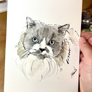Custom Pet Portrait Print,Watercolor Dog Painting Hand Painted from Photo,Pet memorial gift,Pet loss gift,Watercolor Cat Painting,Pet Gift