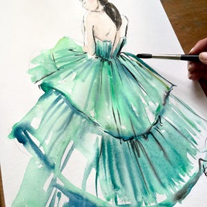 Opera d'arte originale dipinta a mano, regalo per gli amanti della moda, decorazione da parete per la moda dipinta a mano, illustrazione di moda, opera d'arte ad acquerello