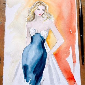 Original Watercolour Painting, Fashion Artwork, Hand-Painted Fashion Wall Art, Watercolor Painting, Watercolour Fashion, Fashion Art