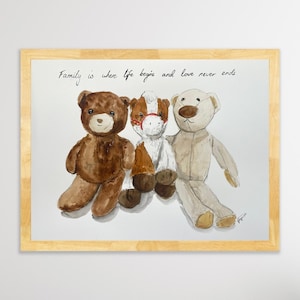Meerdere speelgoedportretten | Gepersonaliseerde favoriete speelgoedillustratie | Speelgoedportret | Knuffel schilderij | Gepersonaliseerde kindercadeau