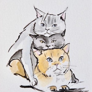 Hand Painted Watercolour Cat Postcards | Set of 3 | Cat Artwork | Silly Cats